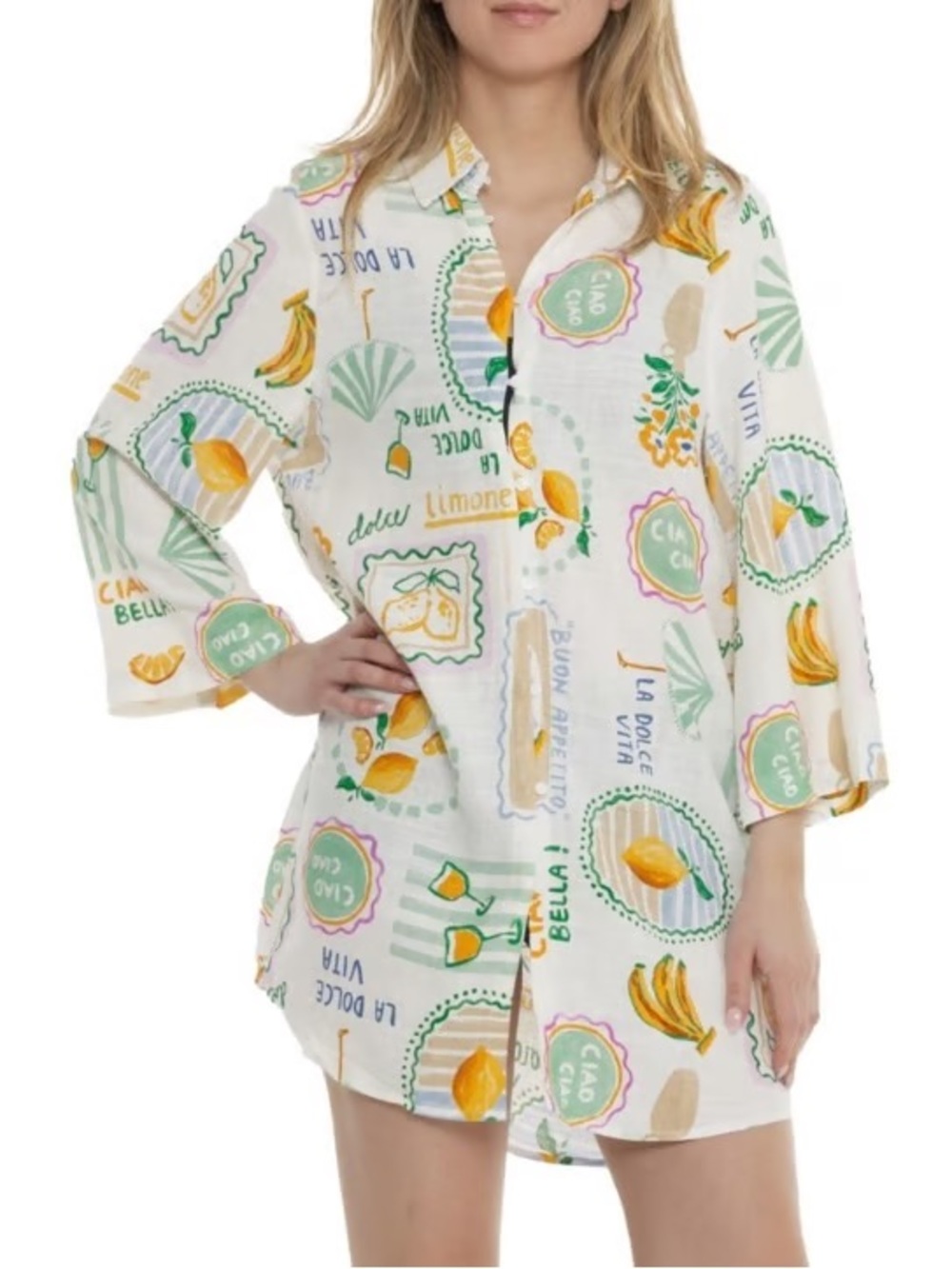 Label of Love Printed Linen Shirt Dress